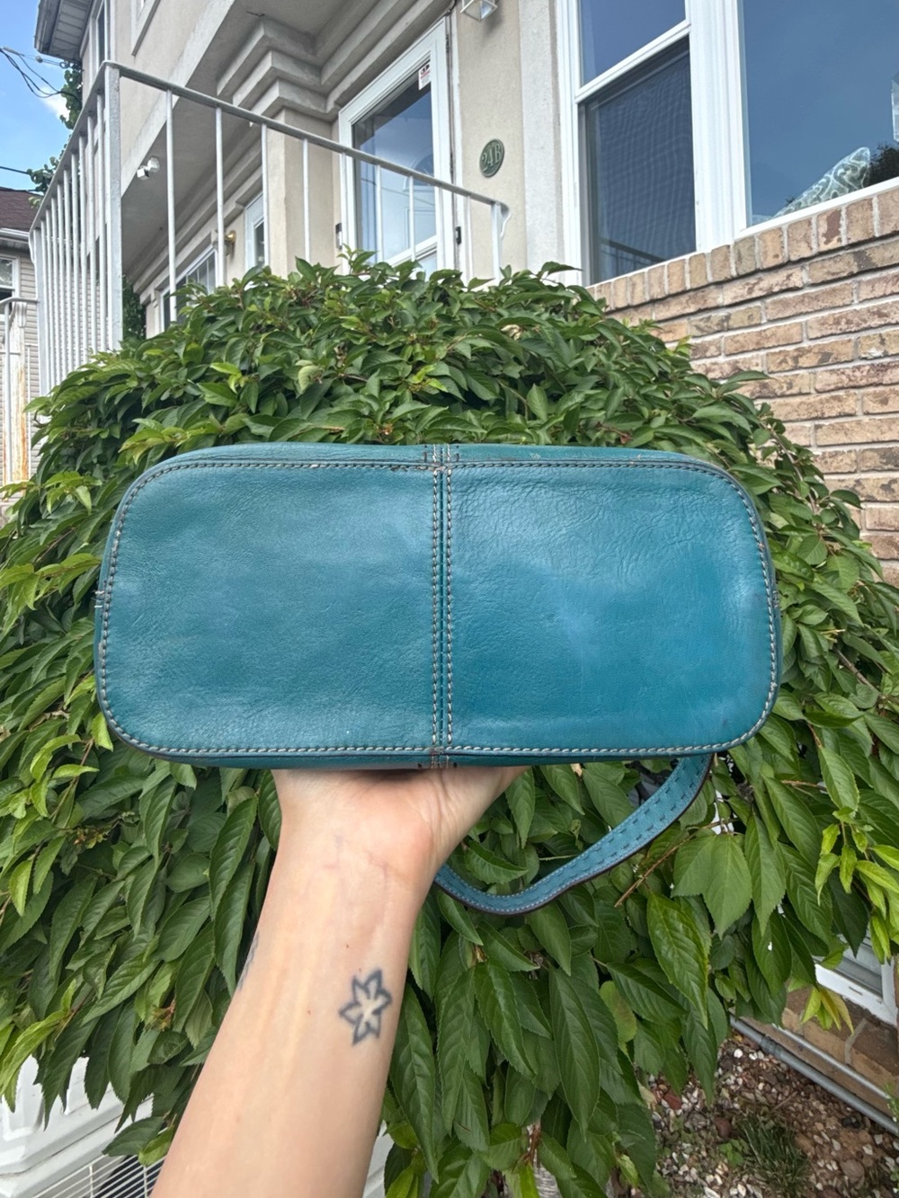 Vintage Fossil Teal Blue Leather Shoulder Bag Y2K Boho Purse - Picture 8 of 9